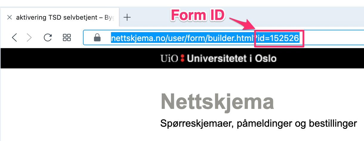 Figure: how to locate form ID in the form URL