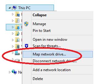 map network drive i menyen