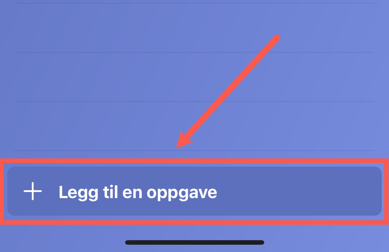Skjermbilde av knappen Legg til en oppgave i To do appen