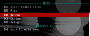 PXE MODE menu