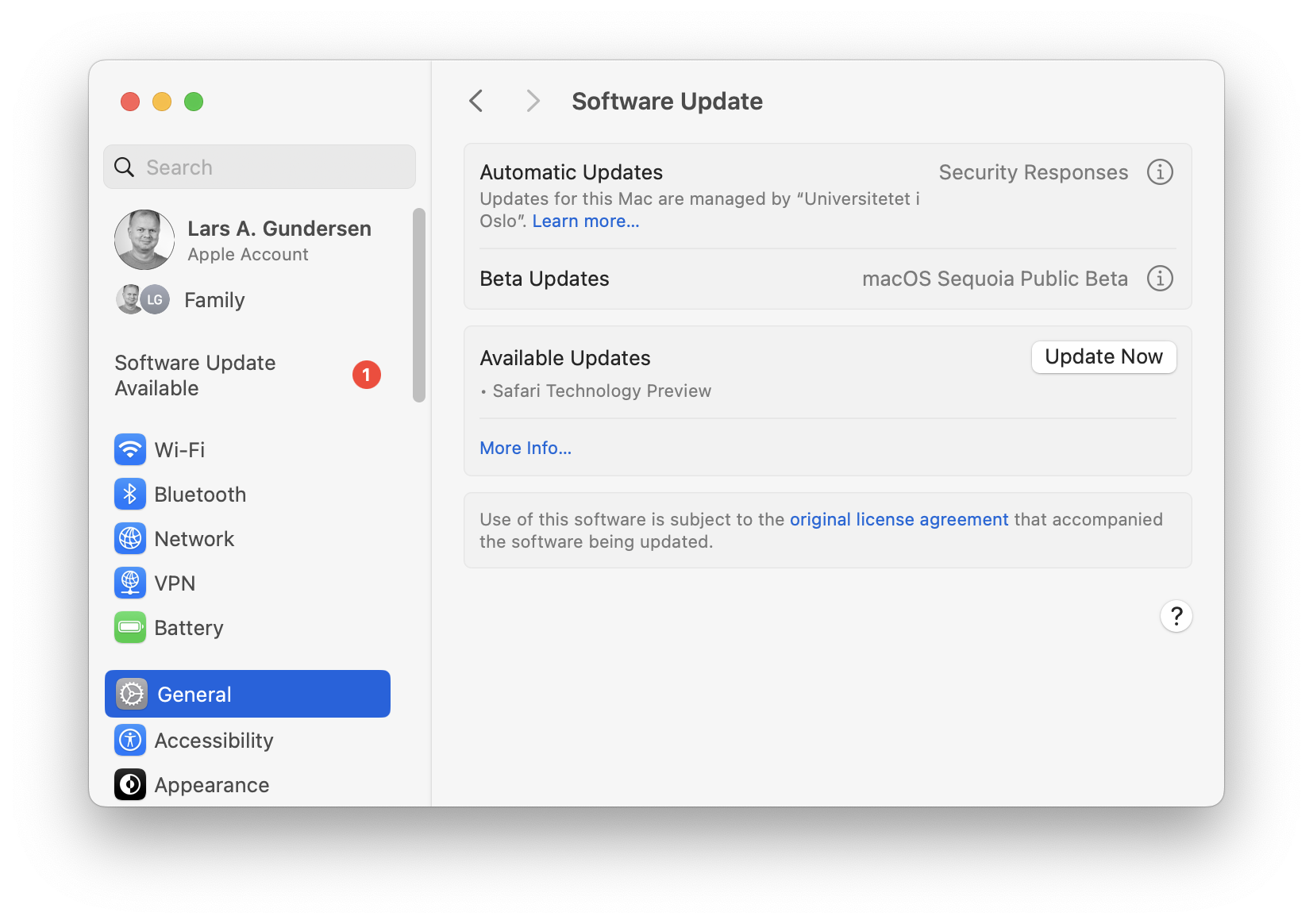 Programvareoppdatering på macOS 13 Ventura og senere