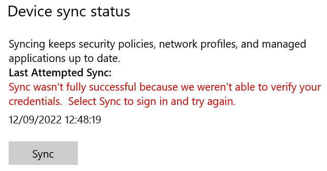 Red text about the need for authentication