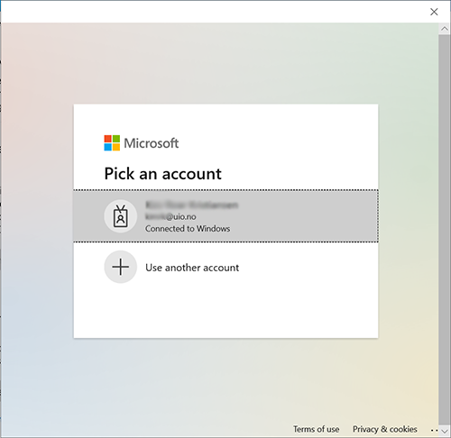 Select account in the menu