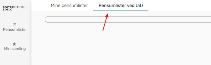 Bilde av hvordan søke etter alle pensumlister