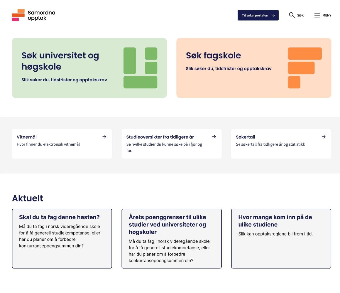 Nettsidene til Samordna opptak